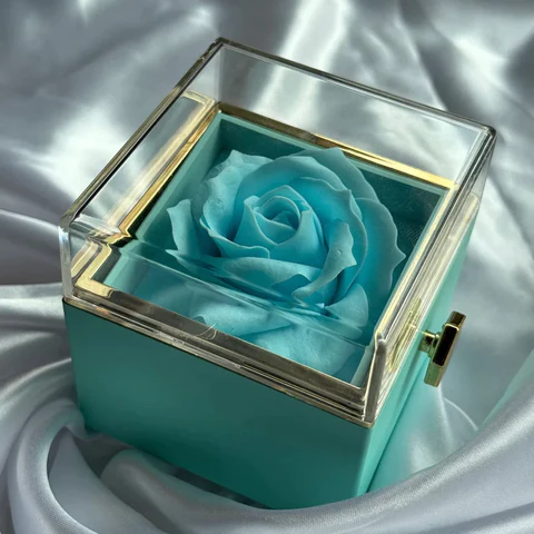 Eternal Rose Rotating Box With Pure Silver Necklace Gift Set