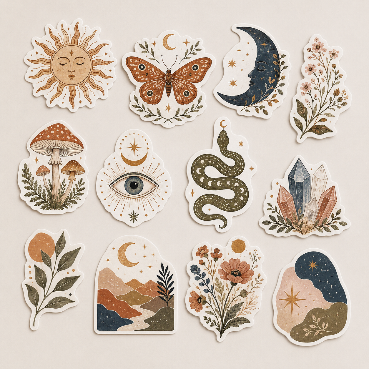 10-Piece Glossy Epoxy Resin Phone Sticker Set