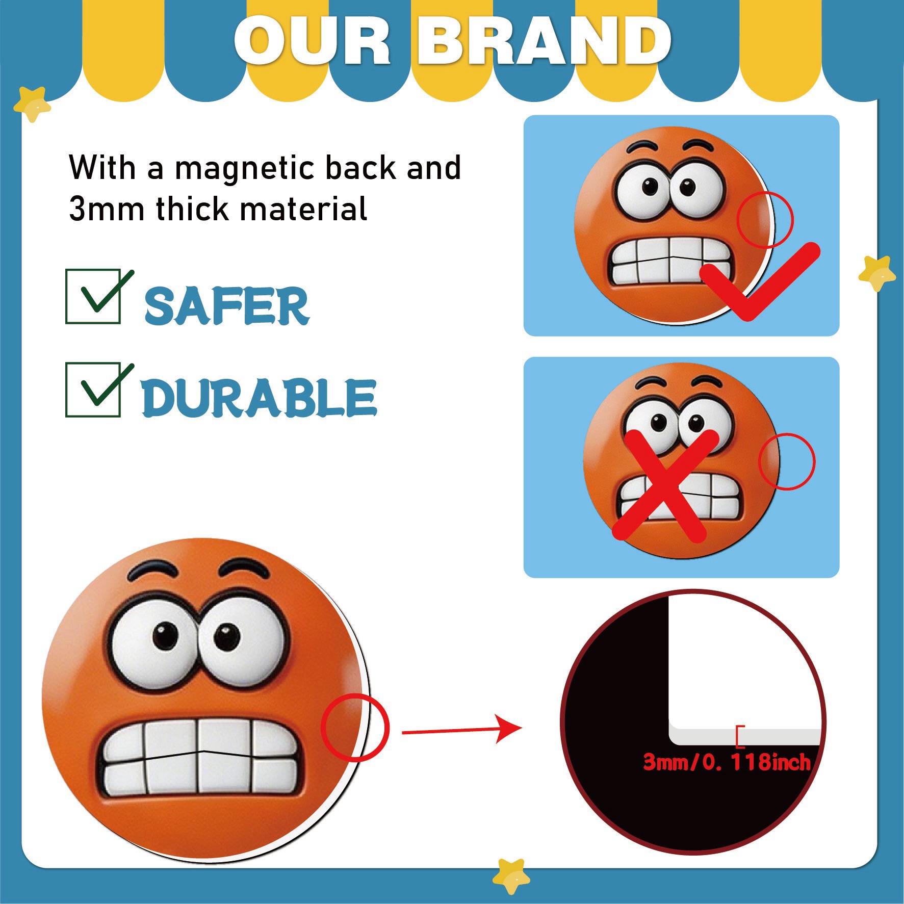 16PCS Cute Expression Fridge Magnets – Funny Emoji Magnetic Decor Set
