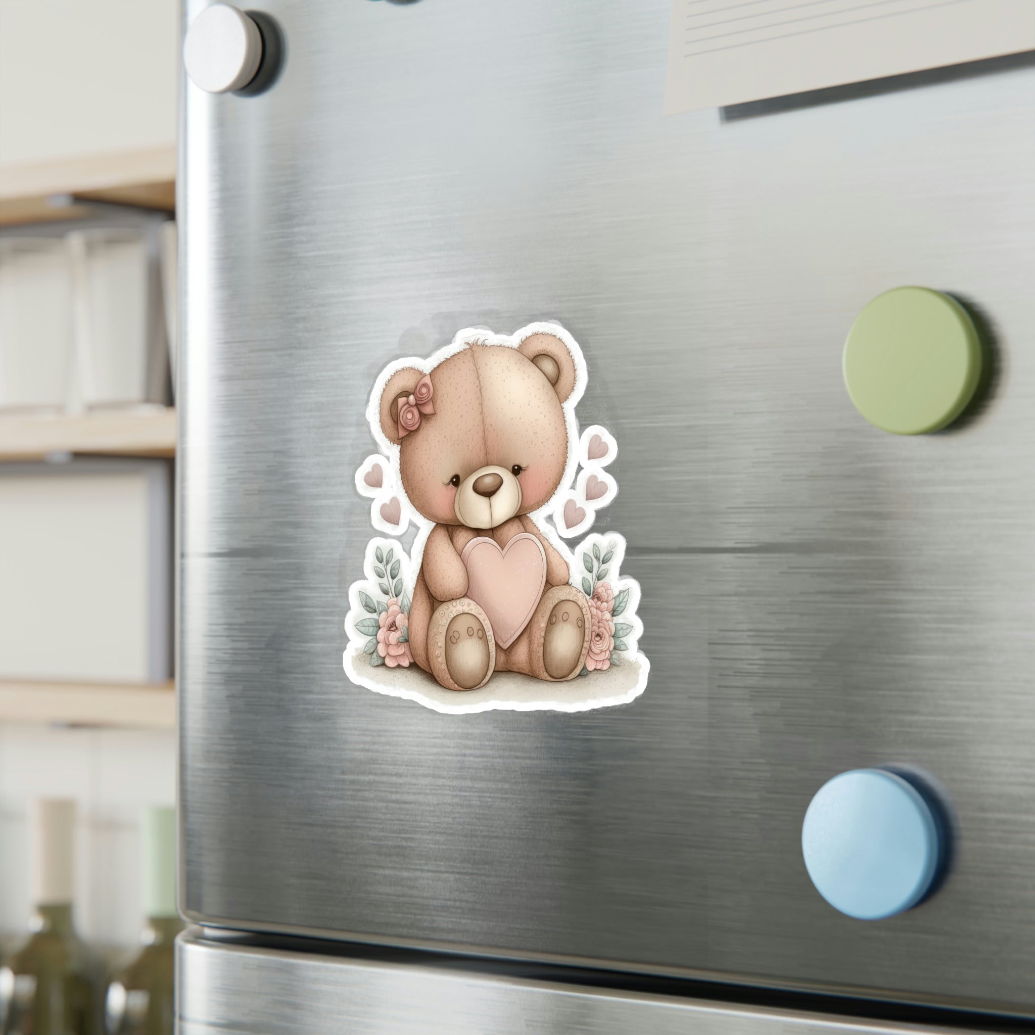 Adorable Retro Teddy Bear Illustration – Pink Blush Perfect for Love Celebrations
