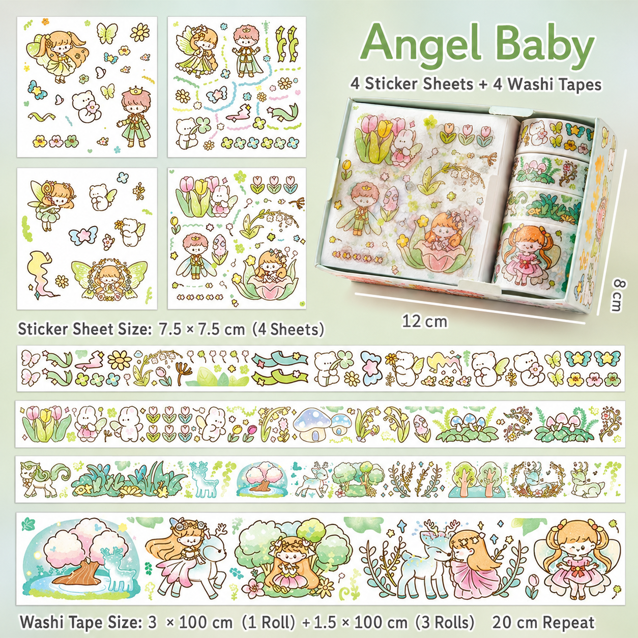 Mini Kit Washi Tape & Stickers Kawaii – Box Illustrée
