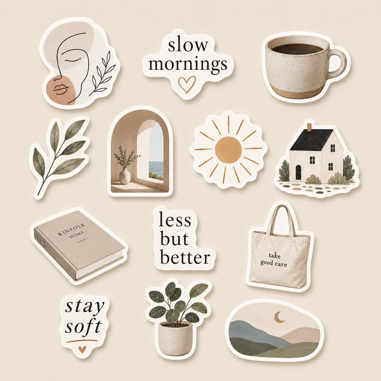 10-Piece Glossy Epoxy Resin Phone Sticker Set
