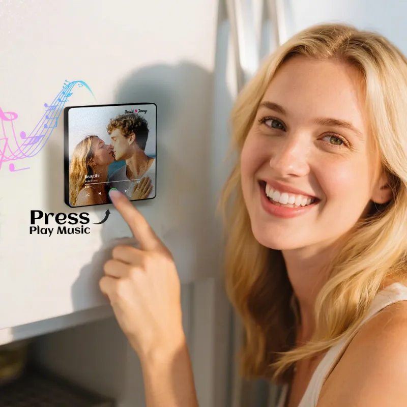 FridgeBeats Framed 4.0 Custom Names Music Fridge Magnet with Colorful Frame Album Fridge Magnet Wall Sticker Valentines Gifts
