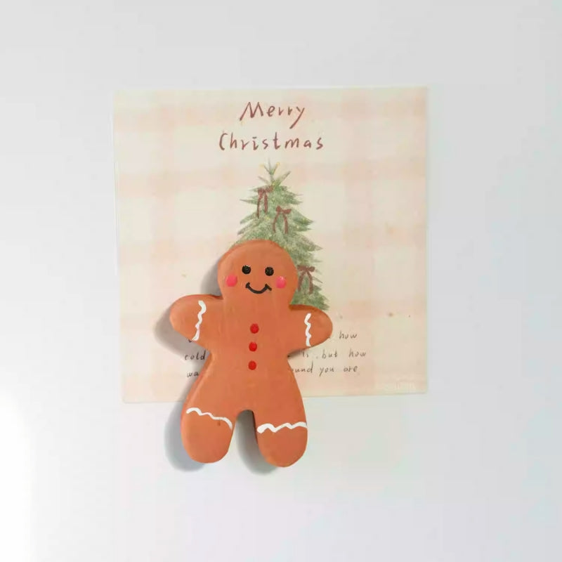 Gingerbread Man Wooden Fridge Magnet Handmade