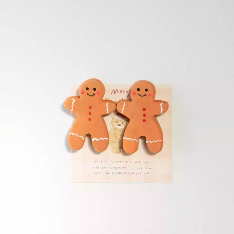 Gingerbread Man Wooden Fridge Magnet Handmade