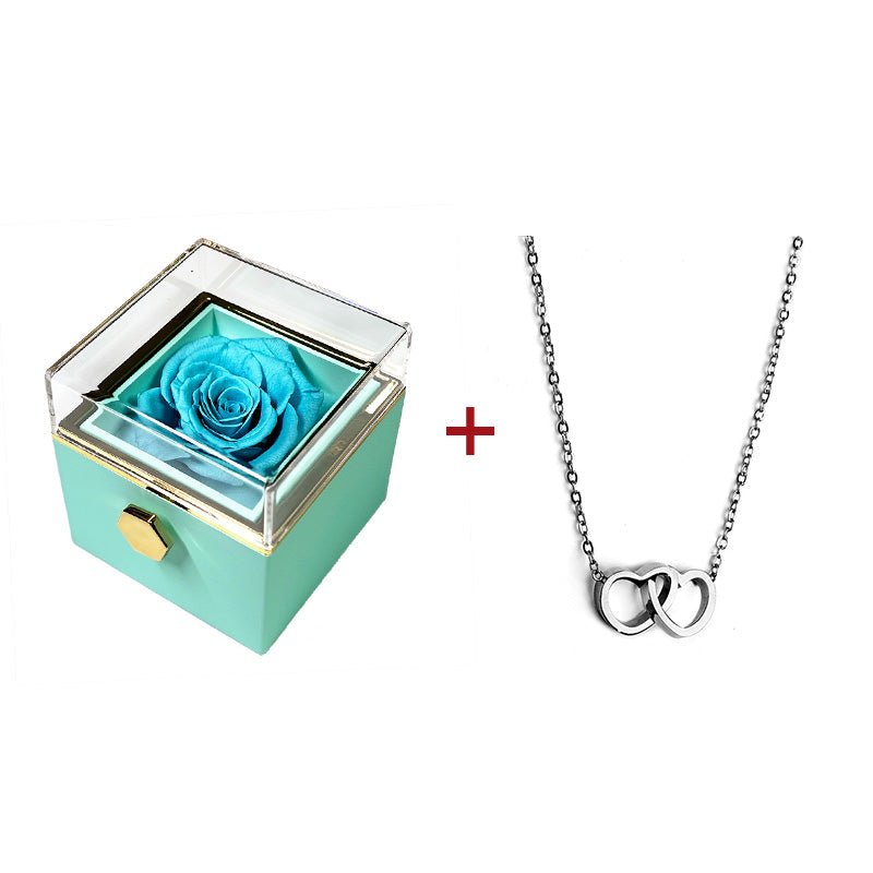 Eternal Rose Rotating Box With Pure Silver Necklace Gift Set