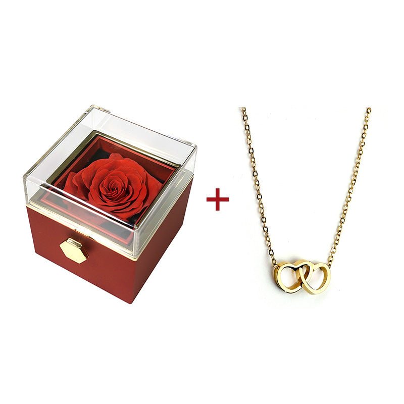 Eternal Rose Rotating Box With Pure Silver Necklace Gift Set