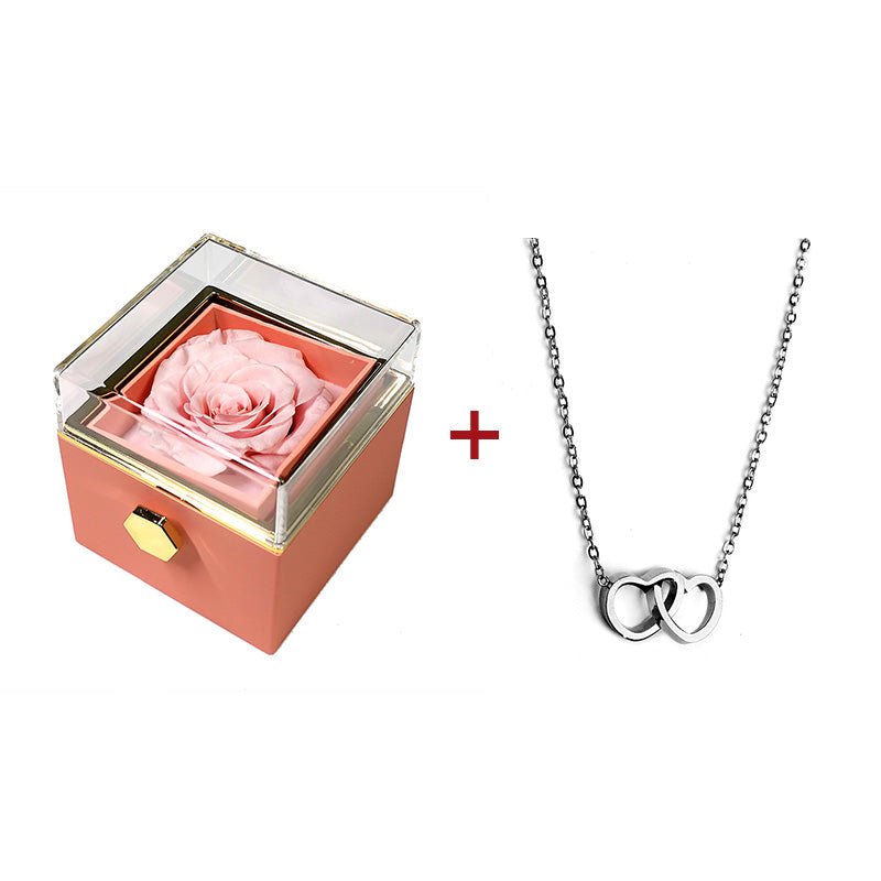 Eternal Rose Rotating Box With Pure Silver Necklace Gift Set