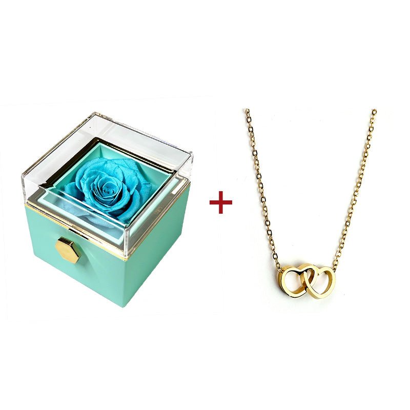 Eternal Rose Rotating Box With Pure Silver Necklace Gift Set