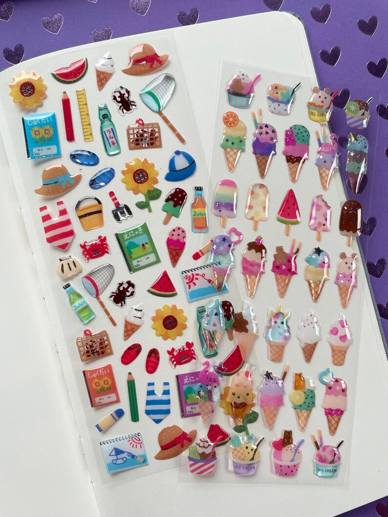 Summer Epoxy Stickers: Ice Cream & Beach Theme - Active Corporation
