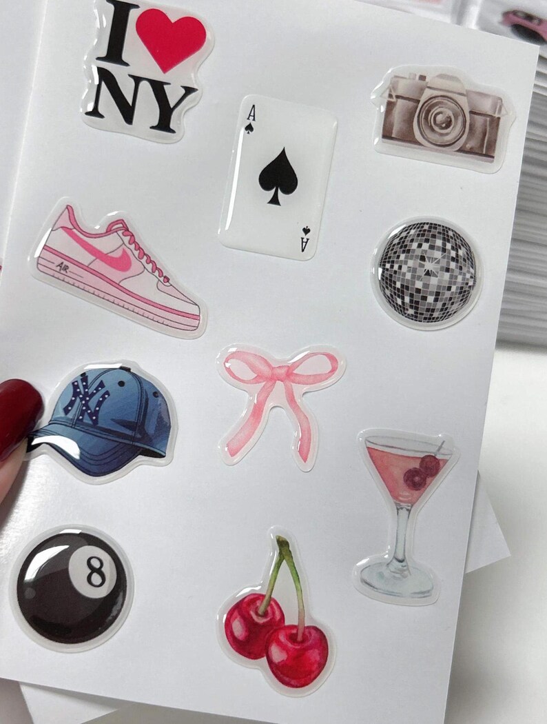 Coquette Girl Aesthetic 3D Epoxy Sticker Pack – Waterproof Vinyl Decals