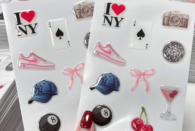 Coquette Girl Aesthetic 3D Epoxy Sticker Pack – Waterproof Vinyl Decals