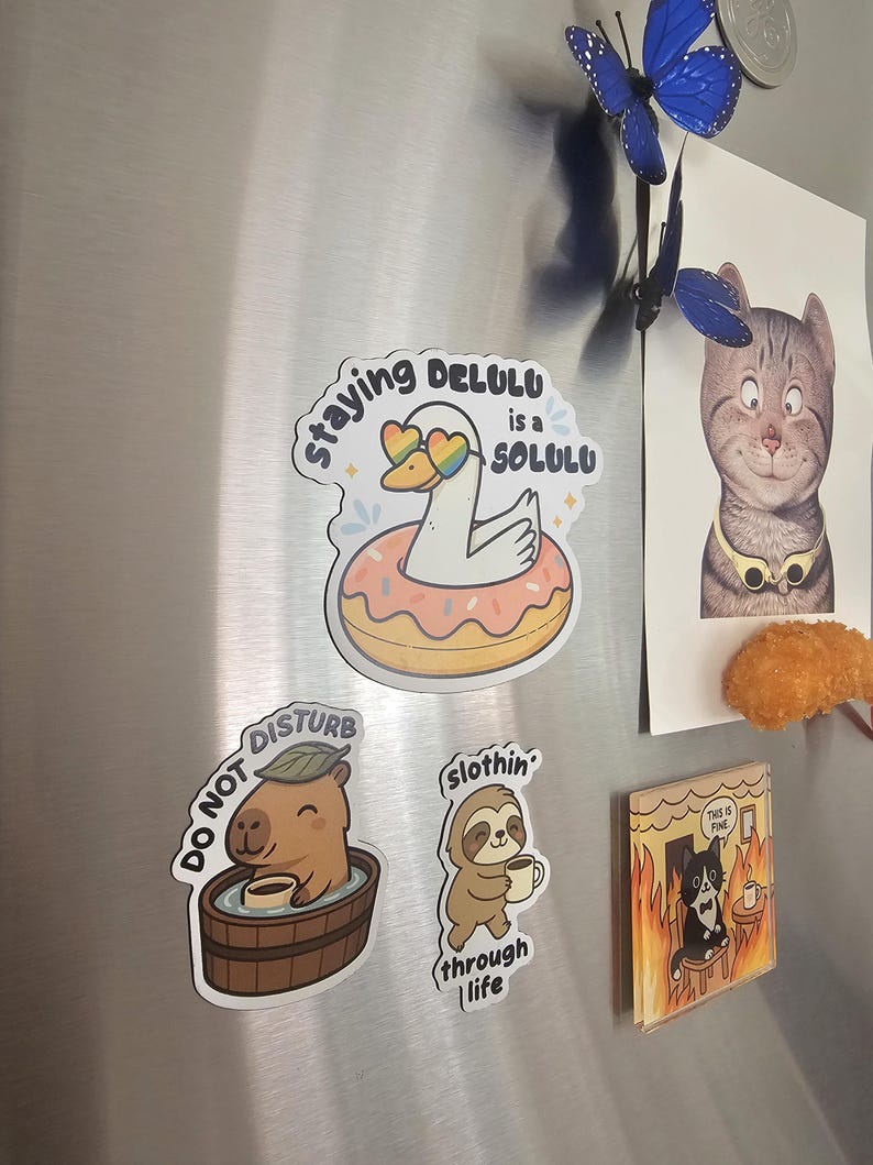 Funny Animal Fridge Magnet Set: Goose, Capybara, Sloth