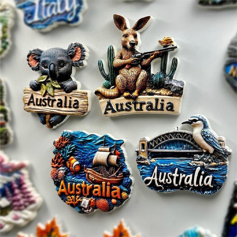 Hand Painted Australia Fridge Magnet