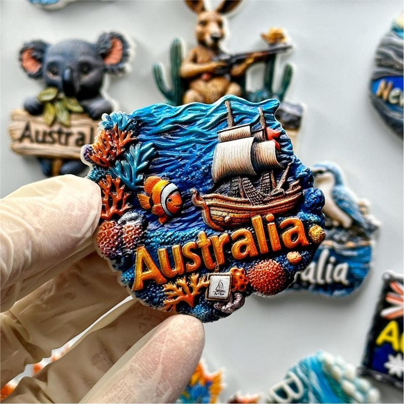 Hand Painted Australia Fridge Magnet