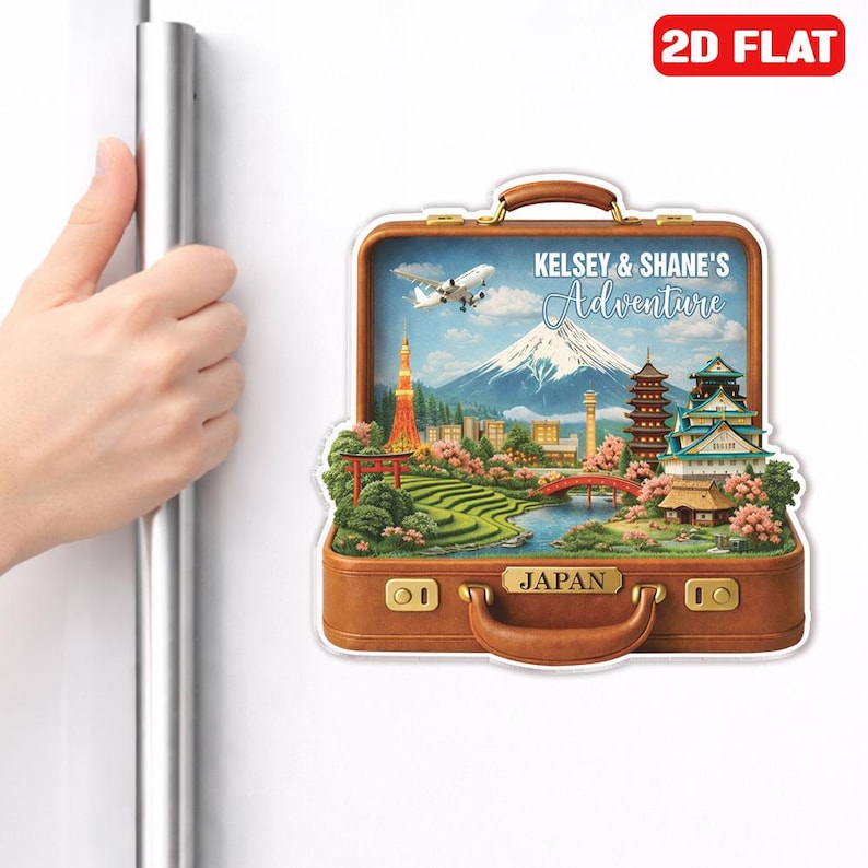Japan Travel Fridge Magnet Personalized Suitcase Travel Kitchen Magnet Custom Destination Landmark Magnet Japan Trip Souvenir Holiday Gift