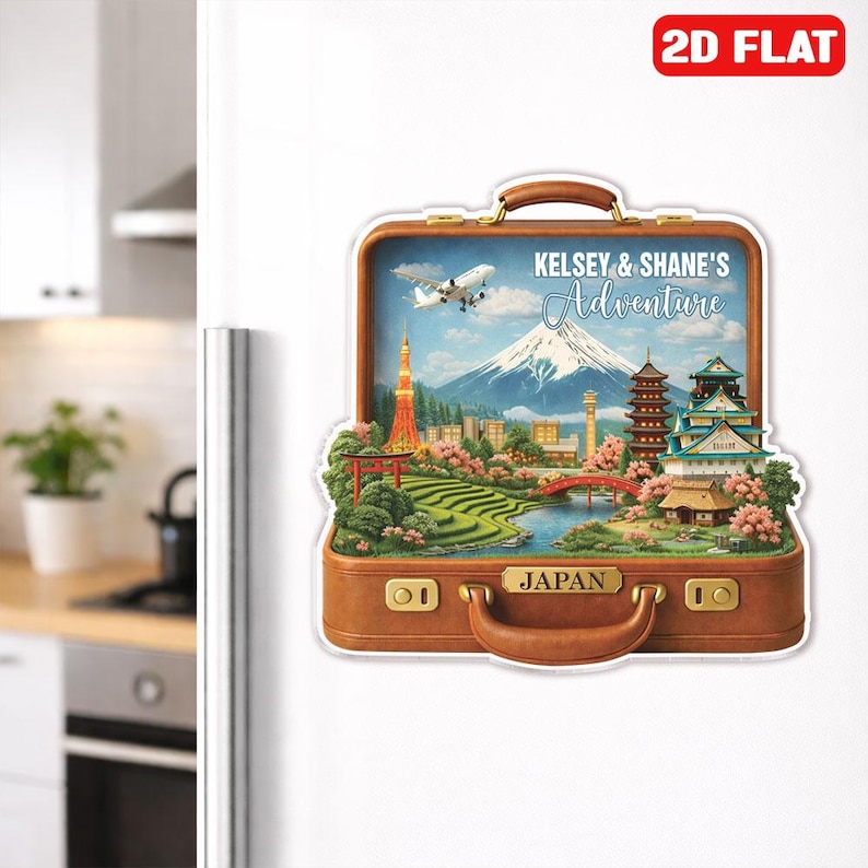 Japan Travel Fridge Magnet Personalized Suitcase Travel Kitchen Magnet Custom Destination Landmark Magnet Japan Trip Souvenir Holiday Gift