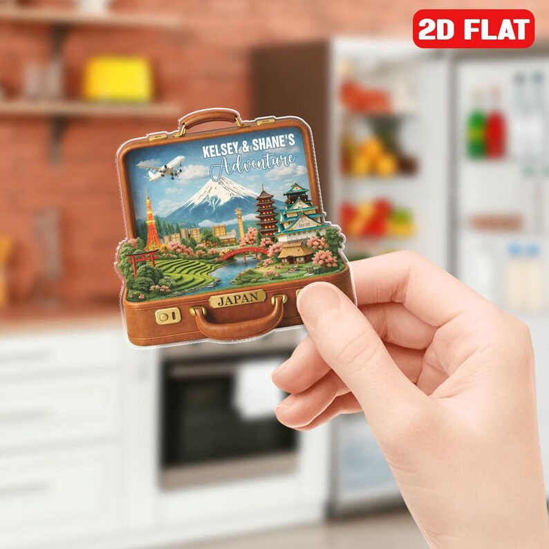 Japan Travel Fridge Magnet Personalized Suitcase Travel Kitchen Magnet Custom Destination Landmark Magnet Japan Trip Souvenir Holiday Gift
