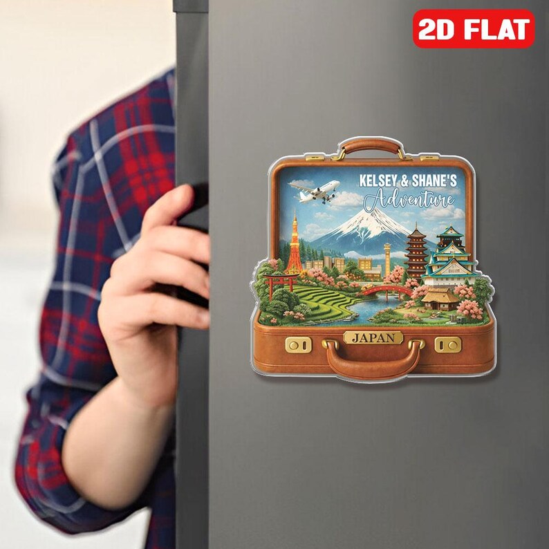 Japan Travel Fridge Magnet Personalized Suitcase Travel Kitchen Magnet Custom Destination Landmark Magnet Japan Trip Souvenir Holiday Gift