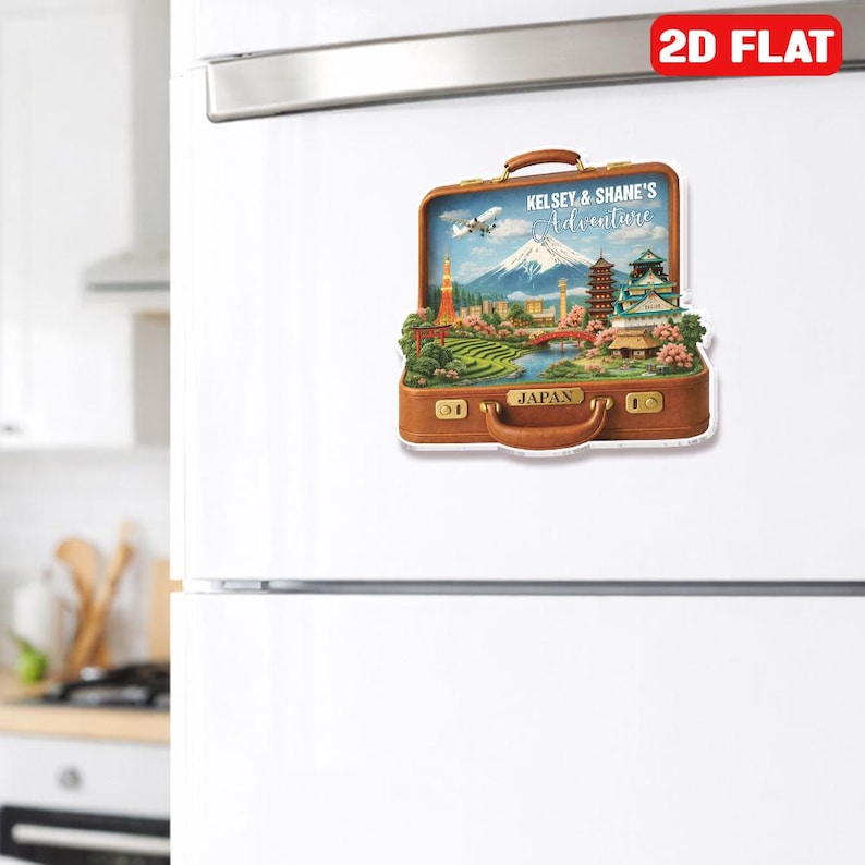 Japan Travel Fridge Magnet Personalized Suitcase Travel Kitchen Magnet Custom Destination Landmark Magnet Japan Trip Souvenir Holiday Gift