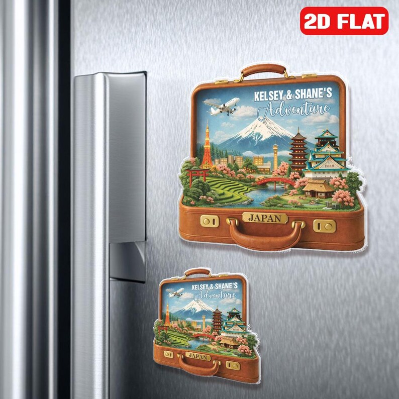 Japan Travel Fridge Magnet Personalized Suitcase Travel Kitchen Magnet Custom Destination Landmark Magnet Japan Trip Souvenir Holiday Gift