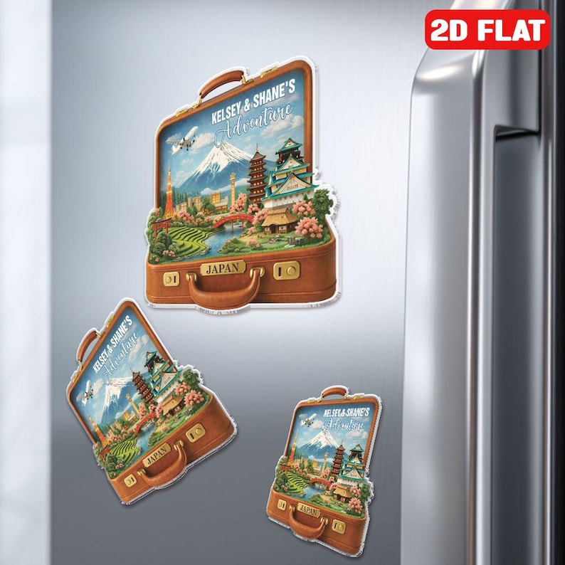 Japan Travel Fridge Magnet Personalized Suitcase Travel Kitchen Magnet Custom Destination Landmark Magnet Japan Trip Souvenir Holiday Gift