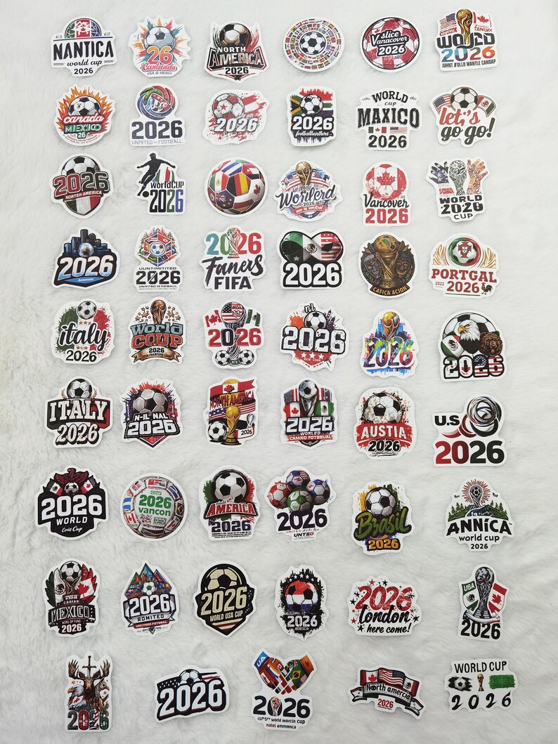 World Cup Themed Exquisite Stickers, All Unique (1 Set of 50 Pieces).