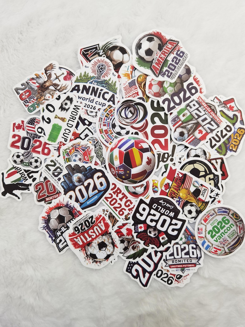 World Cup Themed Exquisite Stickers, All Unique (1 Set of 50 Pieces).