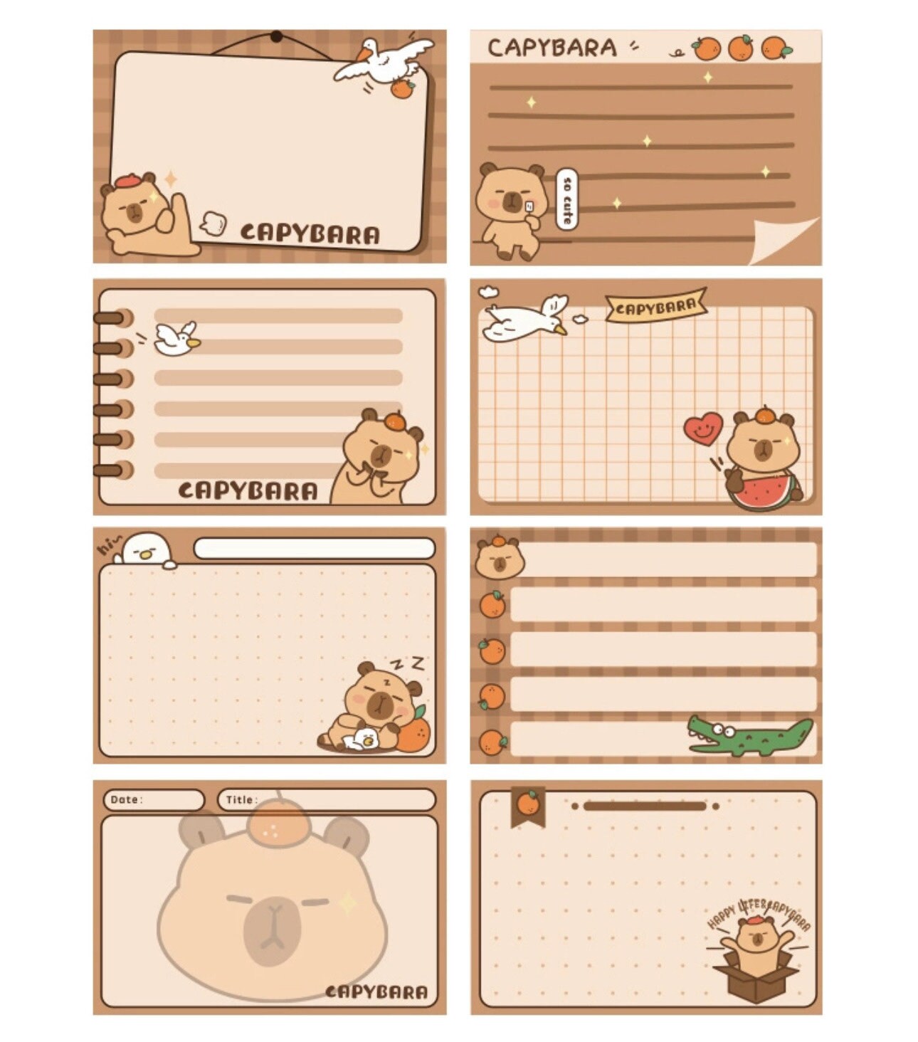 Capybara sticker note roll 256pcs