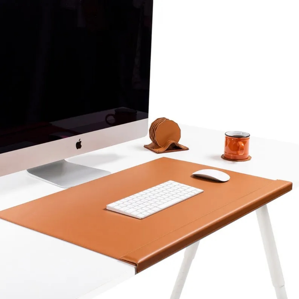 Leather Mouse Pad with Edge Cover Office Desk Mat
