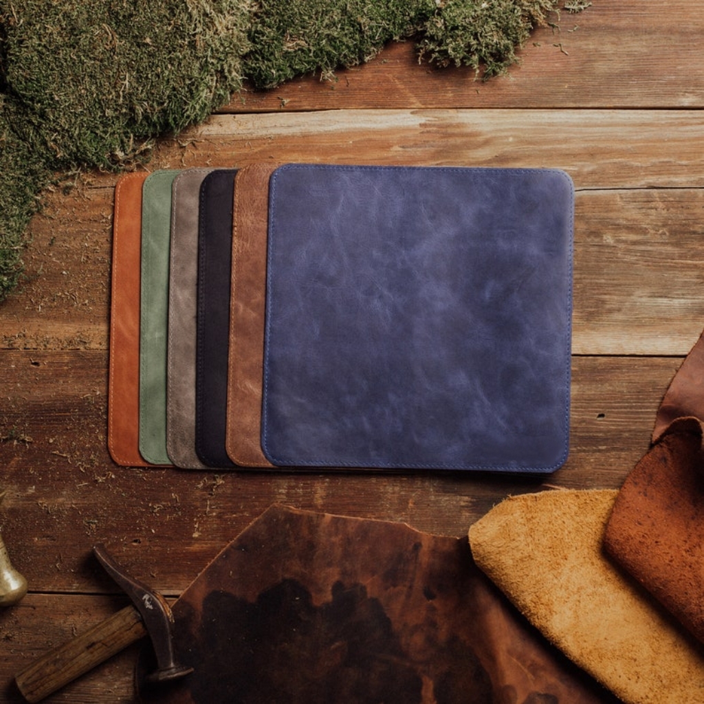 Leather Mouse Pad with Engraved Letters XL Desk Mat