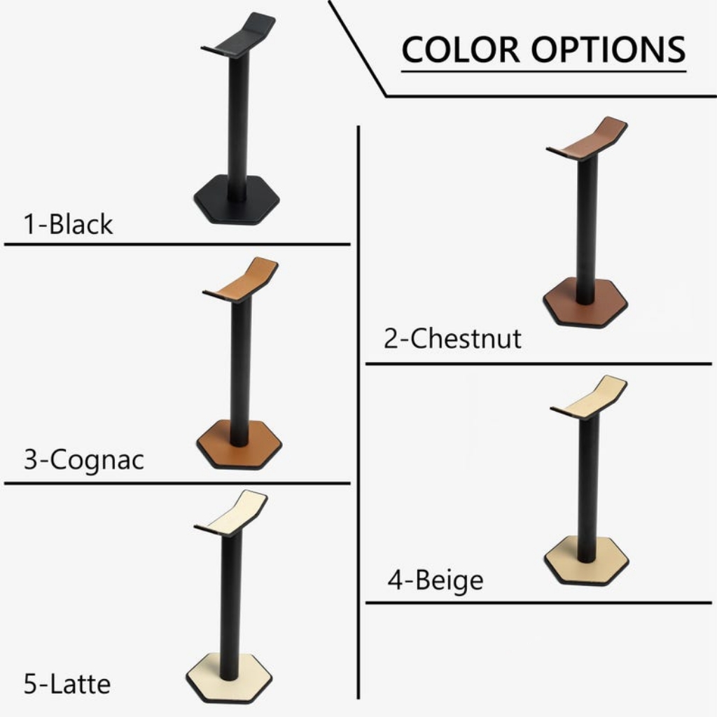 Modern Headphone Stand with Leather Base, Aluminum Rack