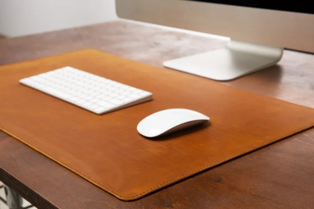 Copper Leather Mouse Pad Thick Non-Slip Desk Mat