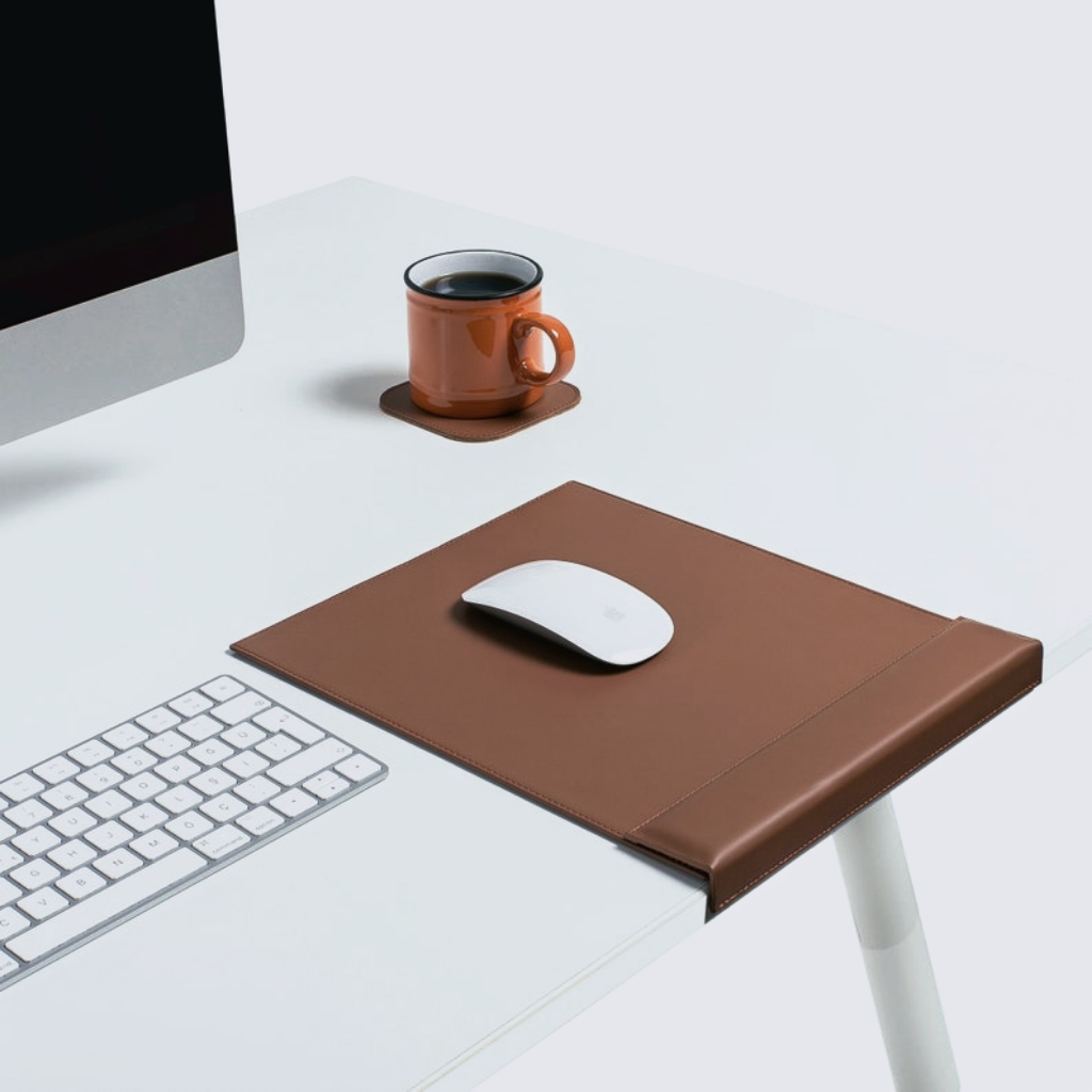 Leather Mouse Pad with Edge Cover Office Desk Mat