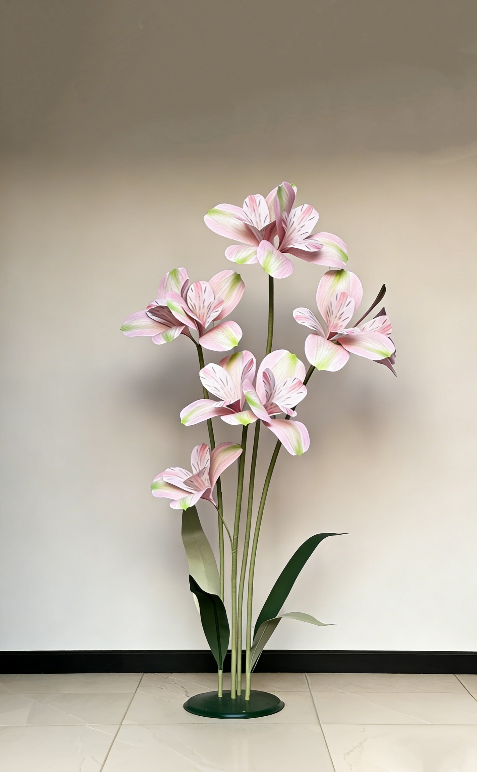 Fleur géante en papier crépon alstroemeria rose clair lot de 9