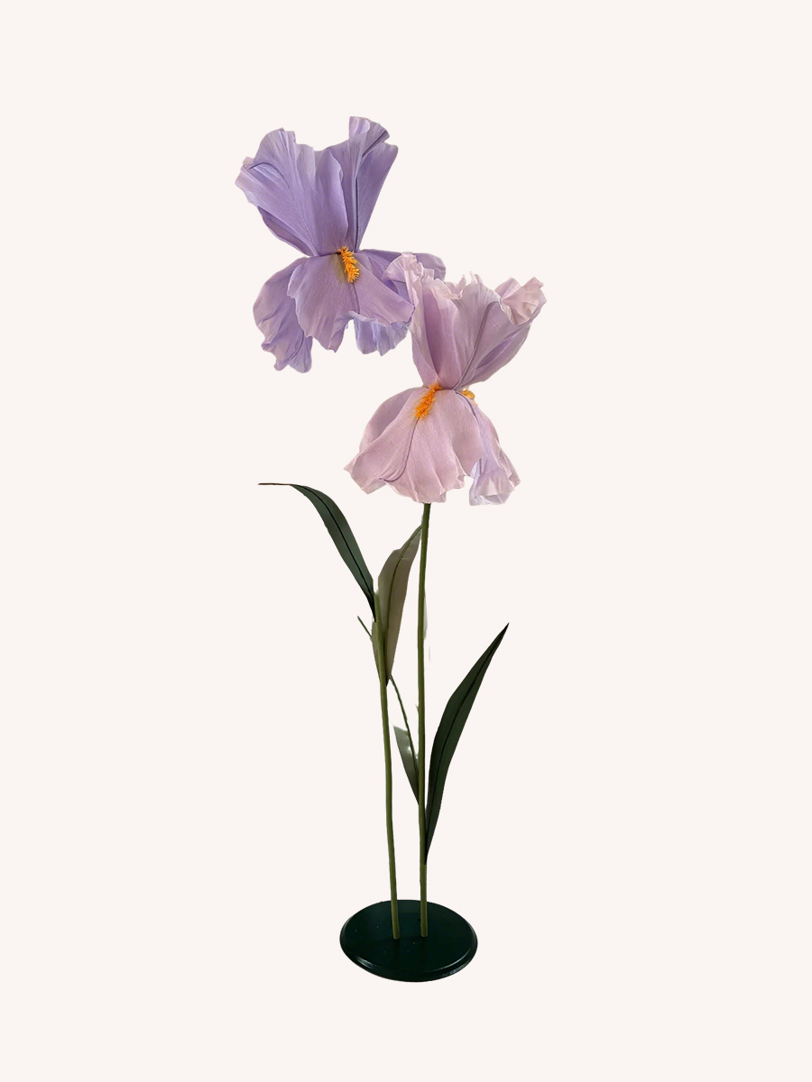 Iris géants en papier - Ensemble de deux iris avec feuilles