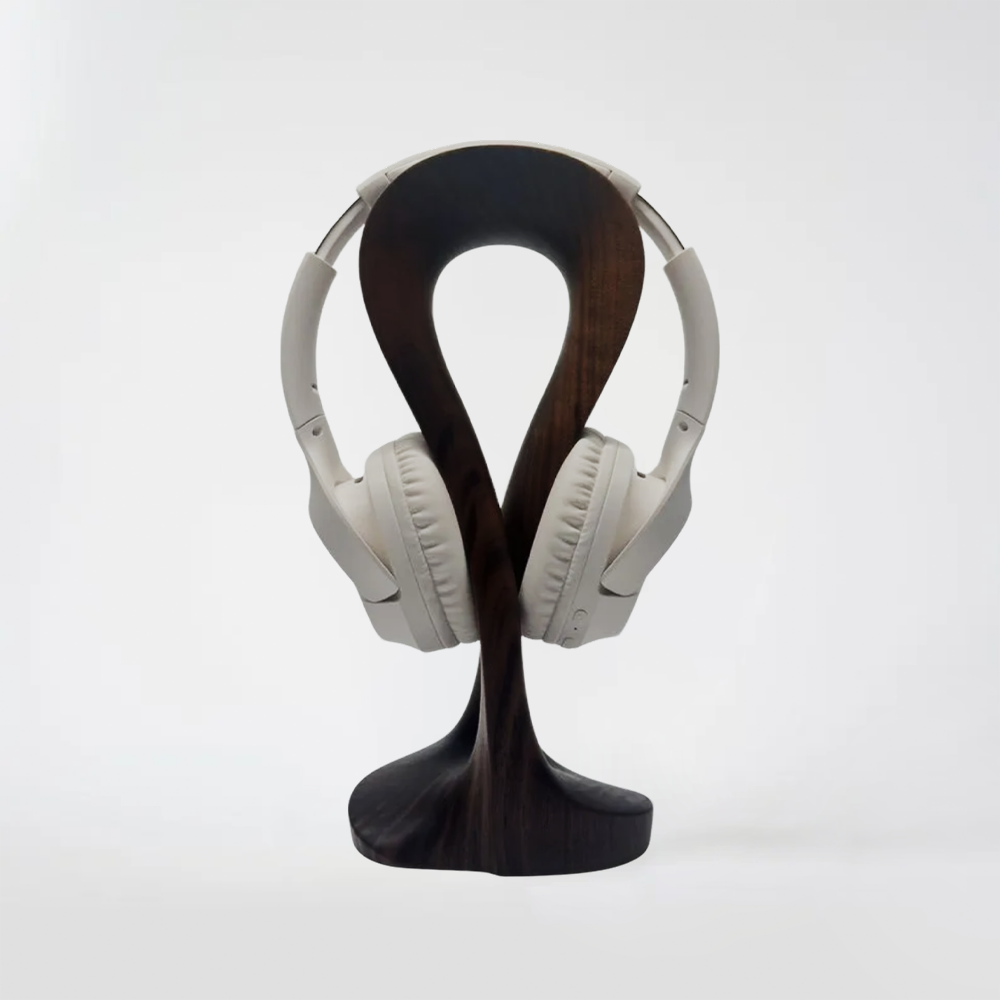Walnut Headphone Stand, Möbius Curve Wooden Holder