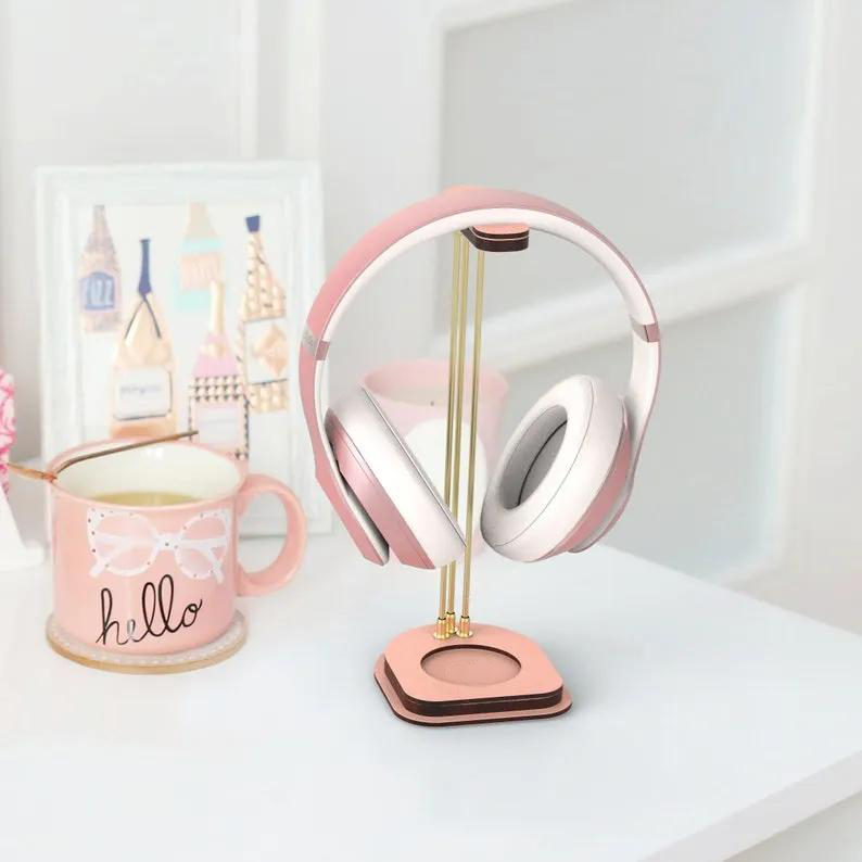 White Headphone Stand, Holder and Tech Gift Organizer