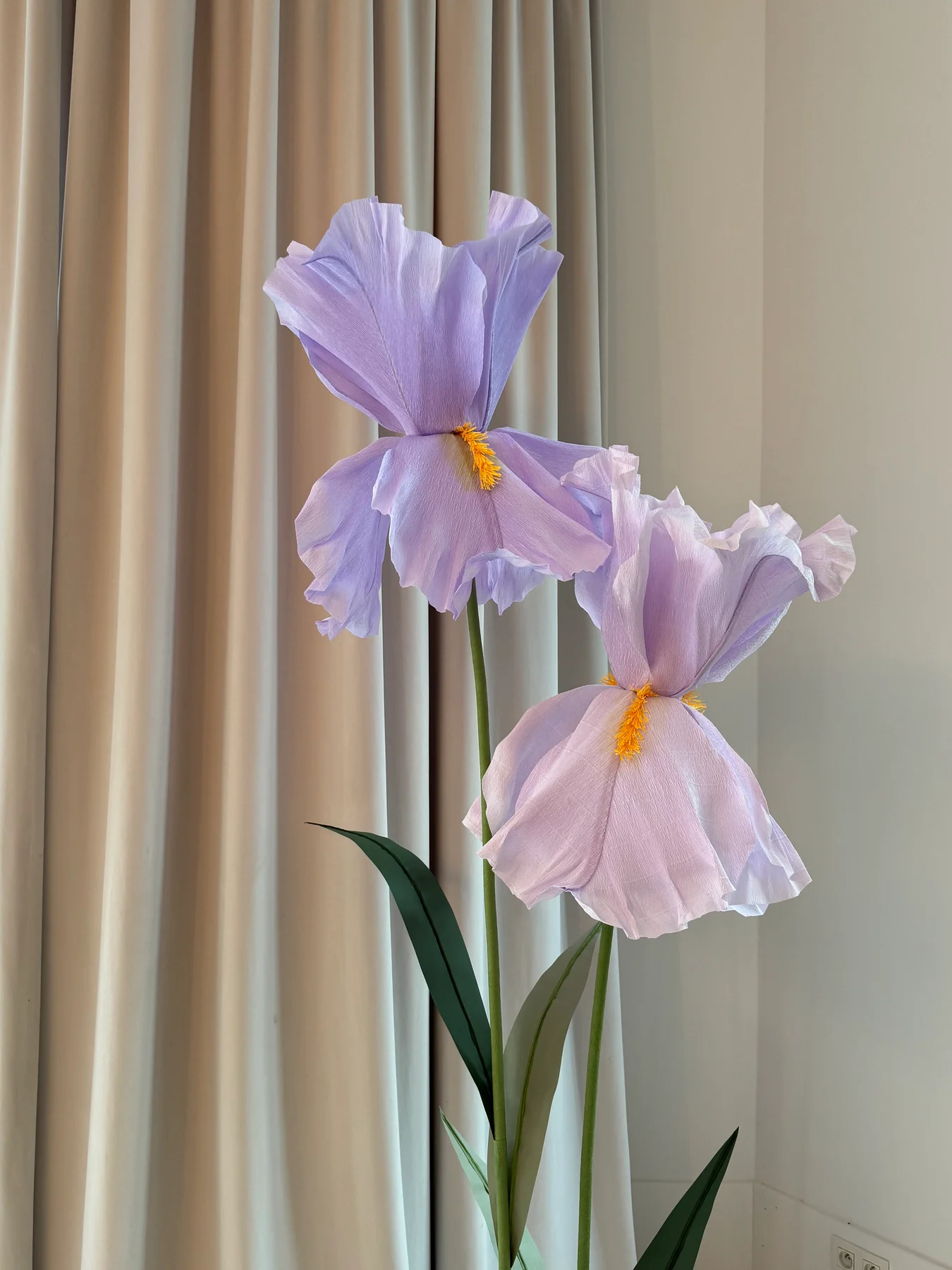 Iris géants en papier - Ensemble de deux iris avec feuilles