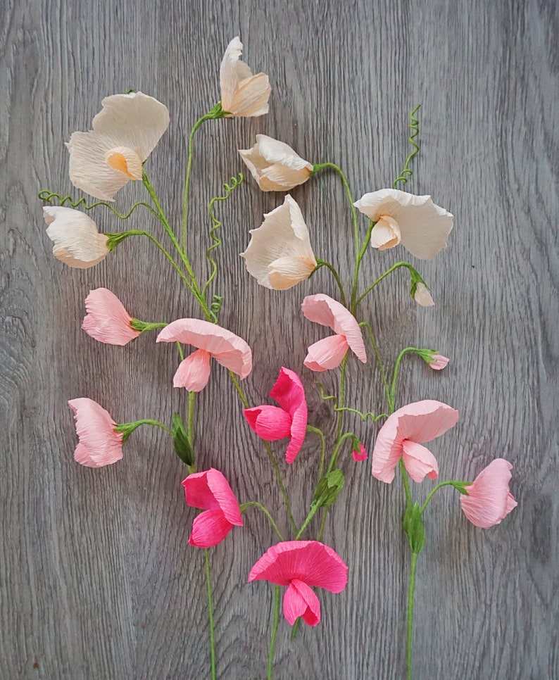 Fleurs en papier crépon pois de senteur liane florale décoration