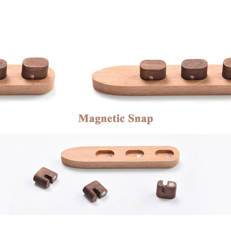 Wooden Cable Organizer with Magnetic Holder – Desk Cord Box