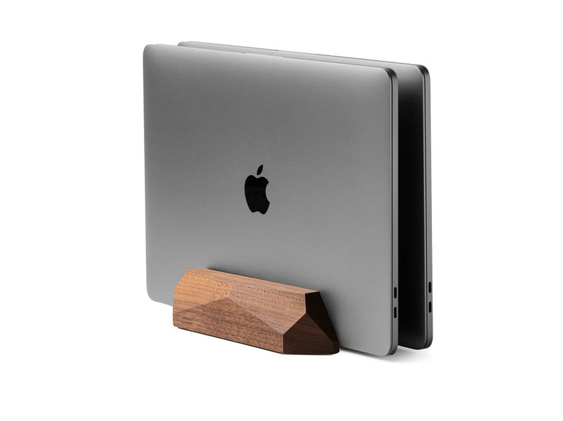 Dual Oak Vertical Laptop Stand Desk Organizer