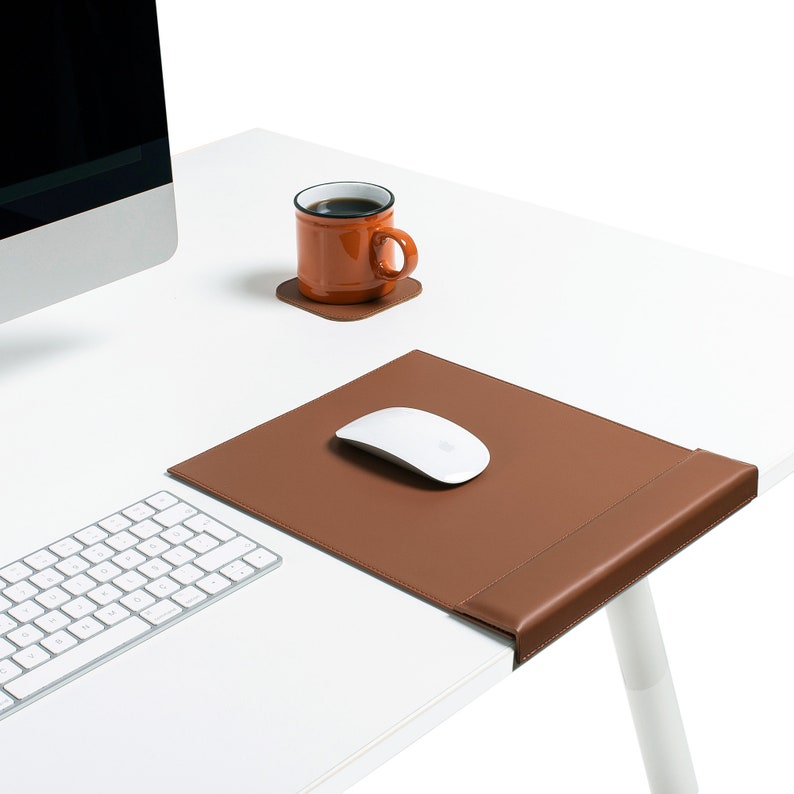 Leather Desk Mat with Edge Cover | Personalized Desk Accessory | Office Gift
