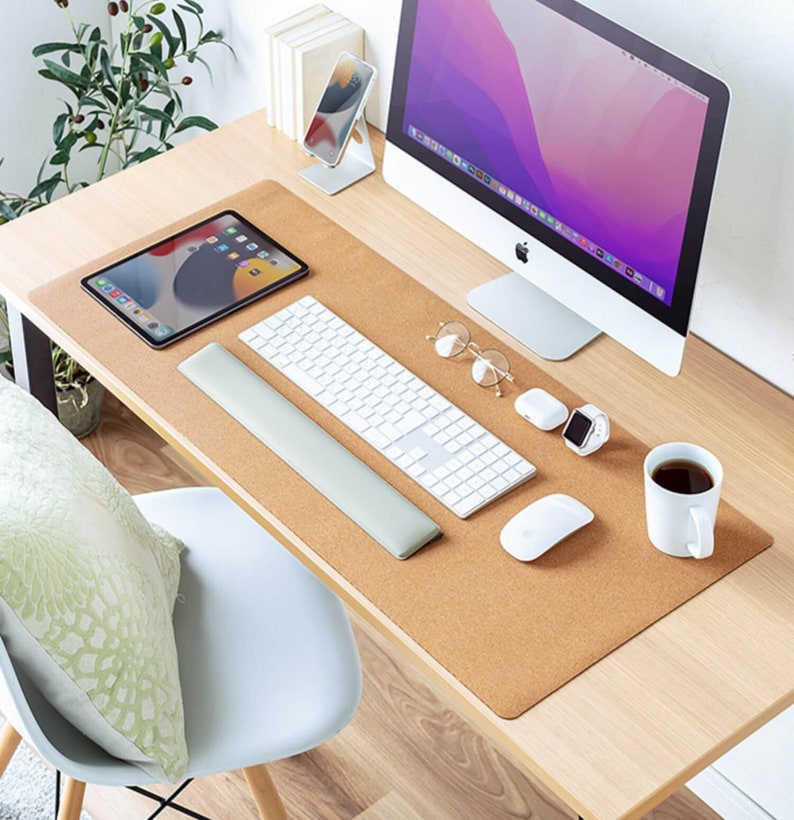 Cork Mouse Pad with PU Leather Desk Mat