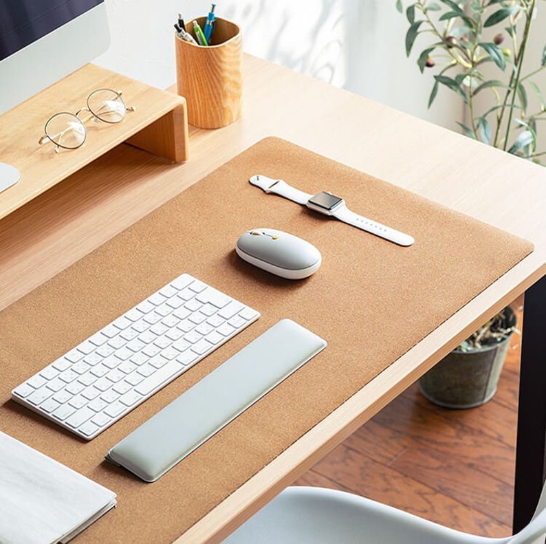 Cork Mouse Pad with PU Leather Desk Mat