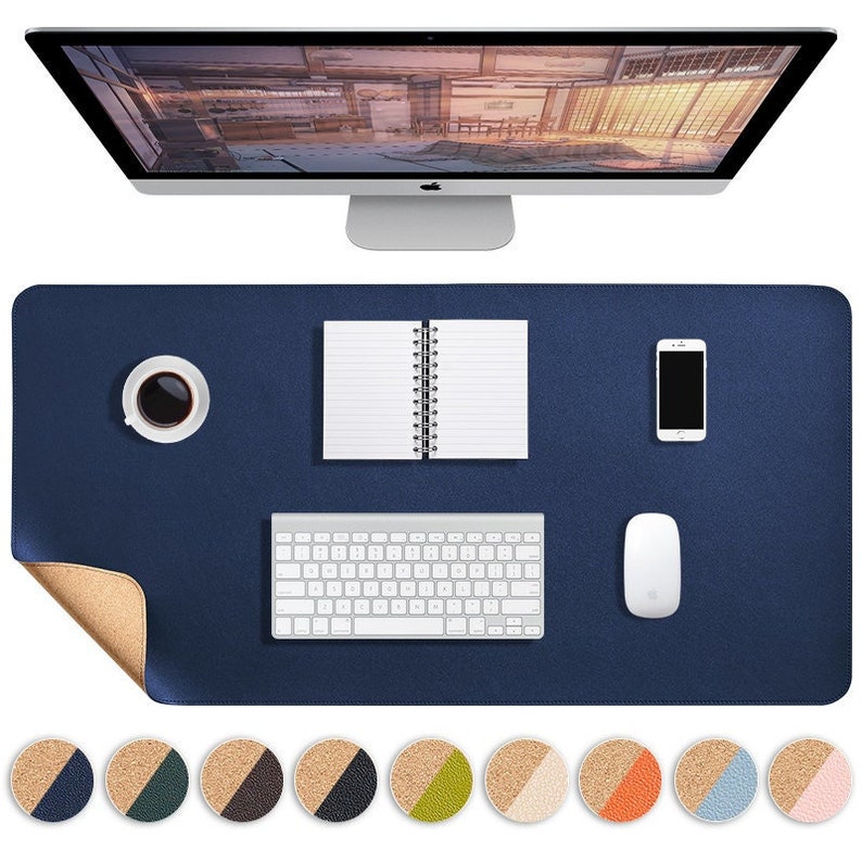 Cork Mouse Pad with PU Leather Desk Mat