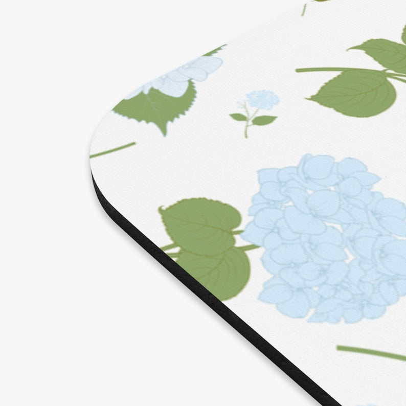 Blue Green Floral Mouse Pad, Hydrangea Mousepad, Grand Millennial Coastal Grandma Desk Decor, Blue Hydrangea Desk Mat, Dorm Room Decor
