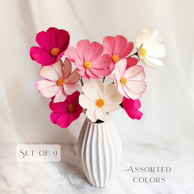 Fleurs en papier crépon cosmos bouquet champêtre décoration été