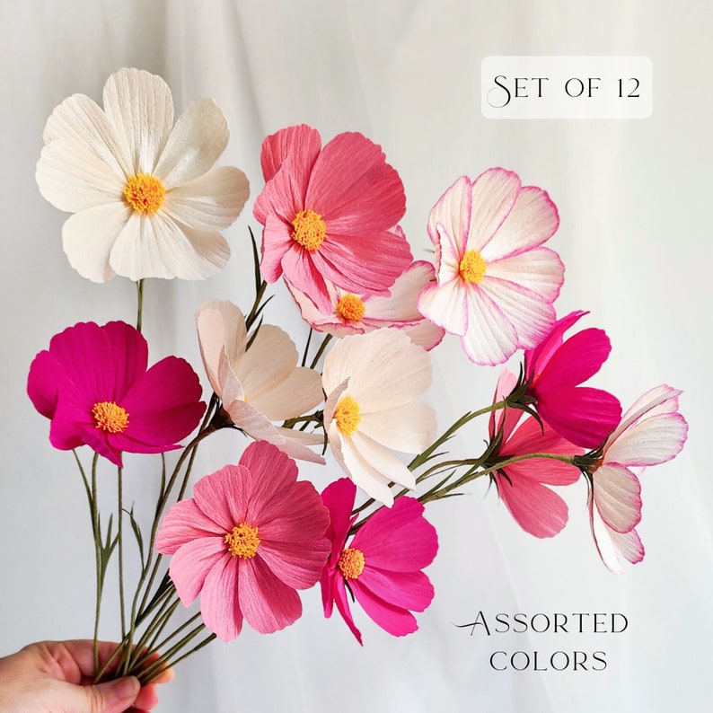 Fleurs en papier crépon cosmos bouquet champêtre décoration été