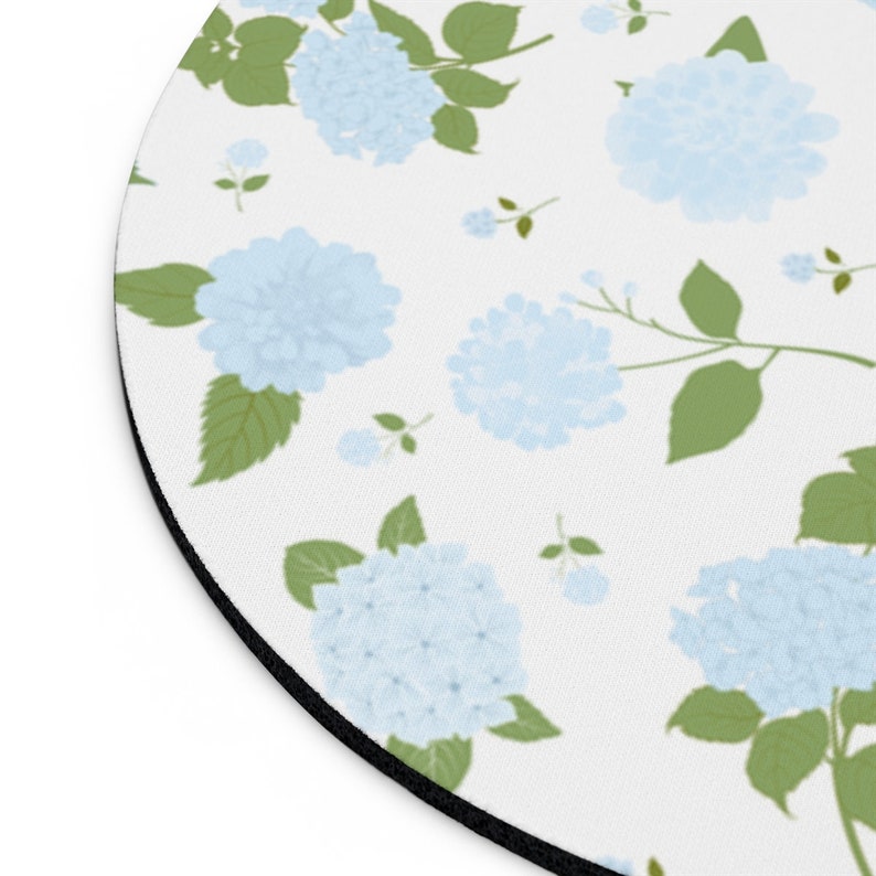 Blue Green Floral Mouse Pad, Hydrangea Mousepad, Grand Millennial Coastal Grandma Desk Decor, Blue Hydrangea Desk Mat, Dorm Room Decor